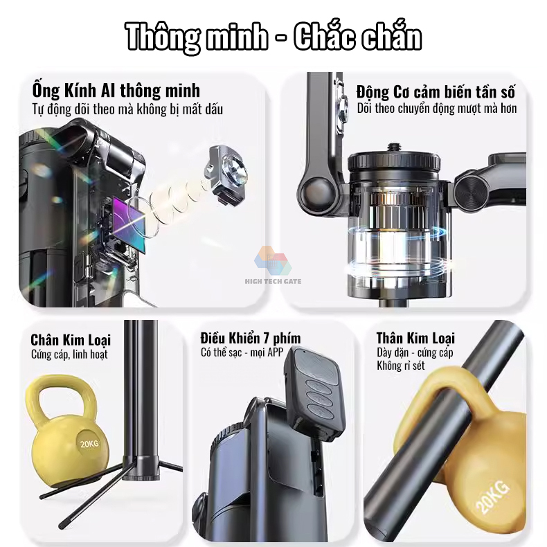 Gậy quay video MP19s thông minh,chụp ảnh, livestream, kim loại bền bỉ, gimbal 360 dõi theo, nâng cấp, hàng chính hãng