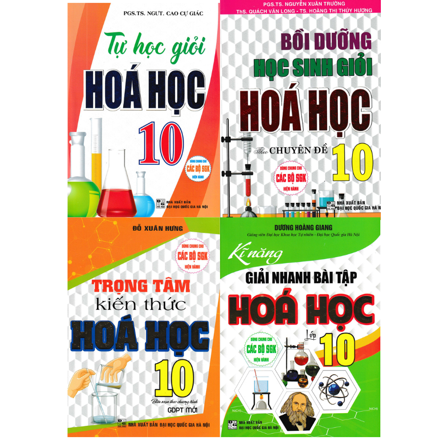 COMBO TỰ HỌC GIỎI HÓA HỌC 10 (BIÊN SOẠN THEO CHƯƠNG TRÌNH GDPT MỚI) + BỒI DƯỠNG HỌC SINH GIỎI HÓA HỌC 10 THEO CHUYÊN ĐỀ + TRỌNG TÂM KIẾN THỨC HÓA HỌC 10 + KĨ NĂNG GIẢI NHANH BÀI TẬP HÓA HỌC LỚP 10