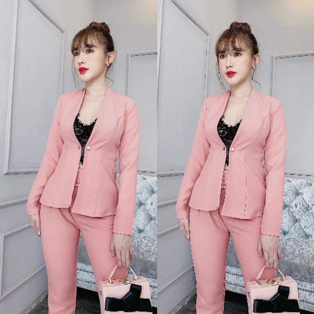 Sét áo vest kèm áo bra quần tây
