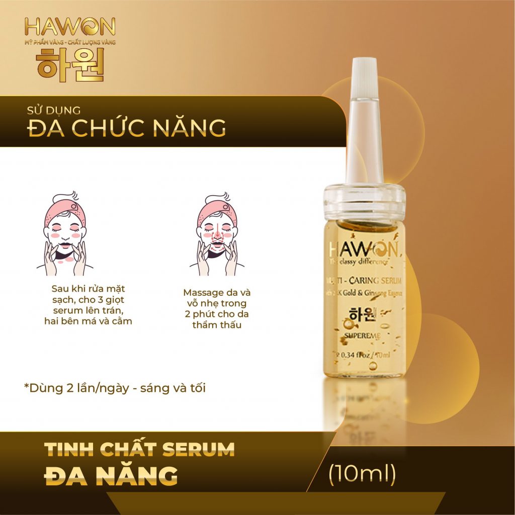 Serum sáng da & mờ thâm chiết xuất Nhân Sâm tinh chất v.àng 24K HAWON - 10ml