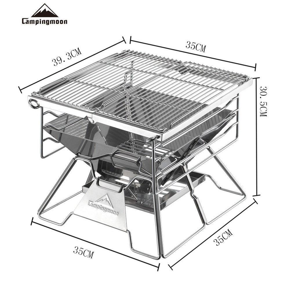 Bếp Nướng Than CampingMoon X-Two Dã Ngoại Xếp Gọn Thép Không Gỉ