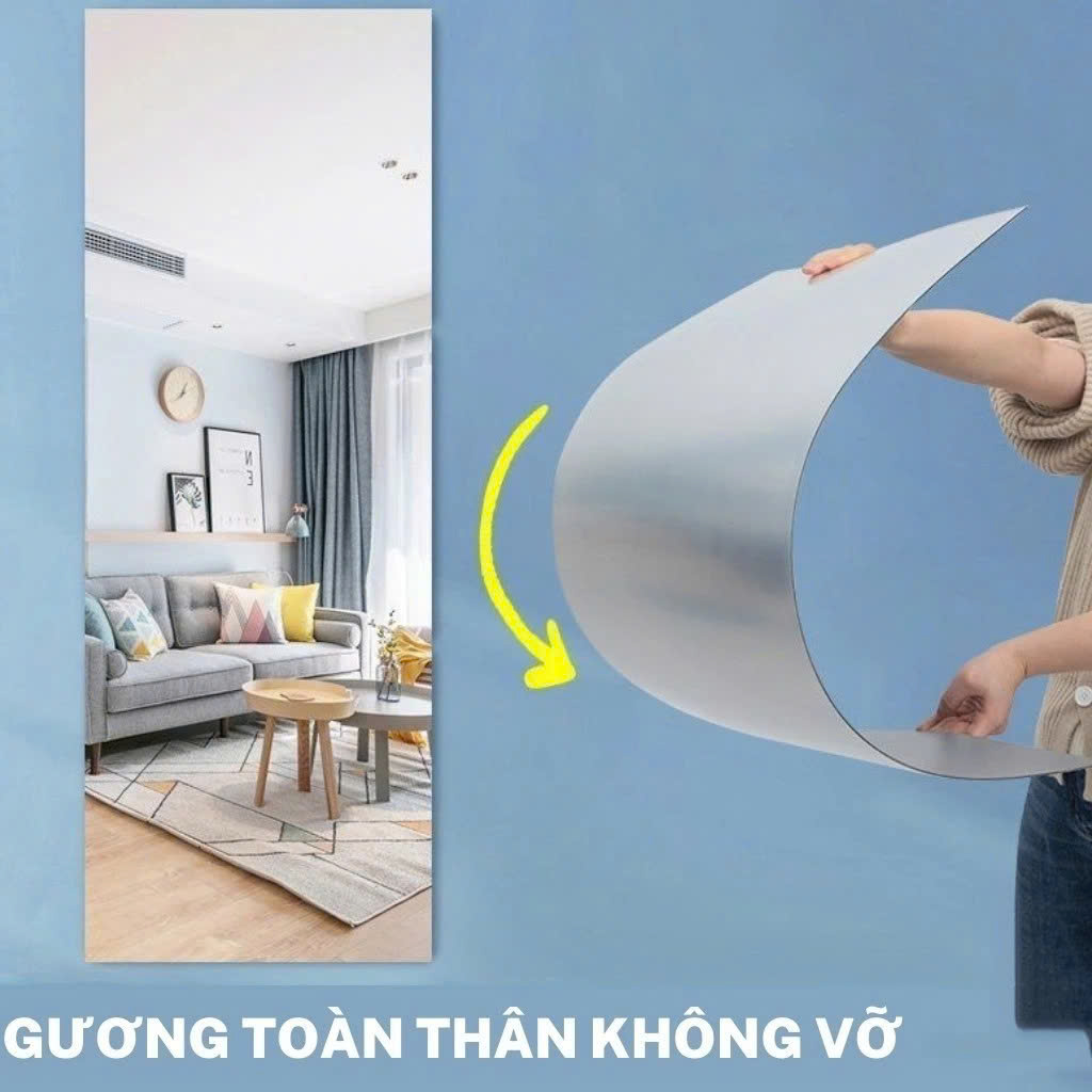 GƯƠNG DÁN TƯỜNG TOÀN THÂN 110x40cm – Gương Mềm Không Vỡ, Dán Tường Siêu Dính Decor Phòng Ngủ - HÀNG CHÍNH HÃNG MINIIN