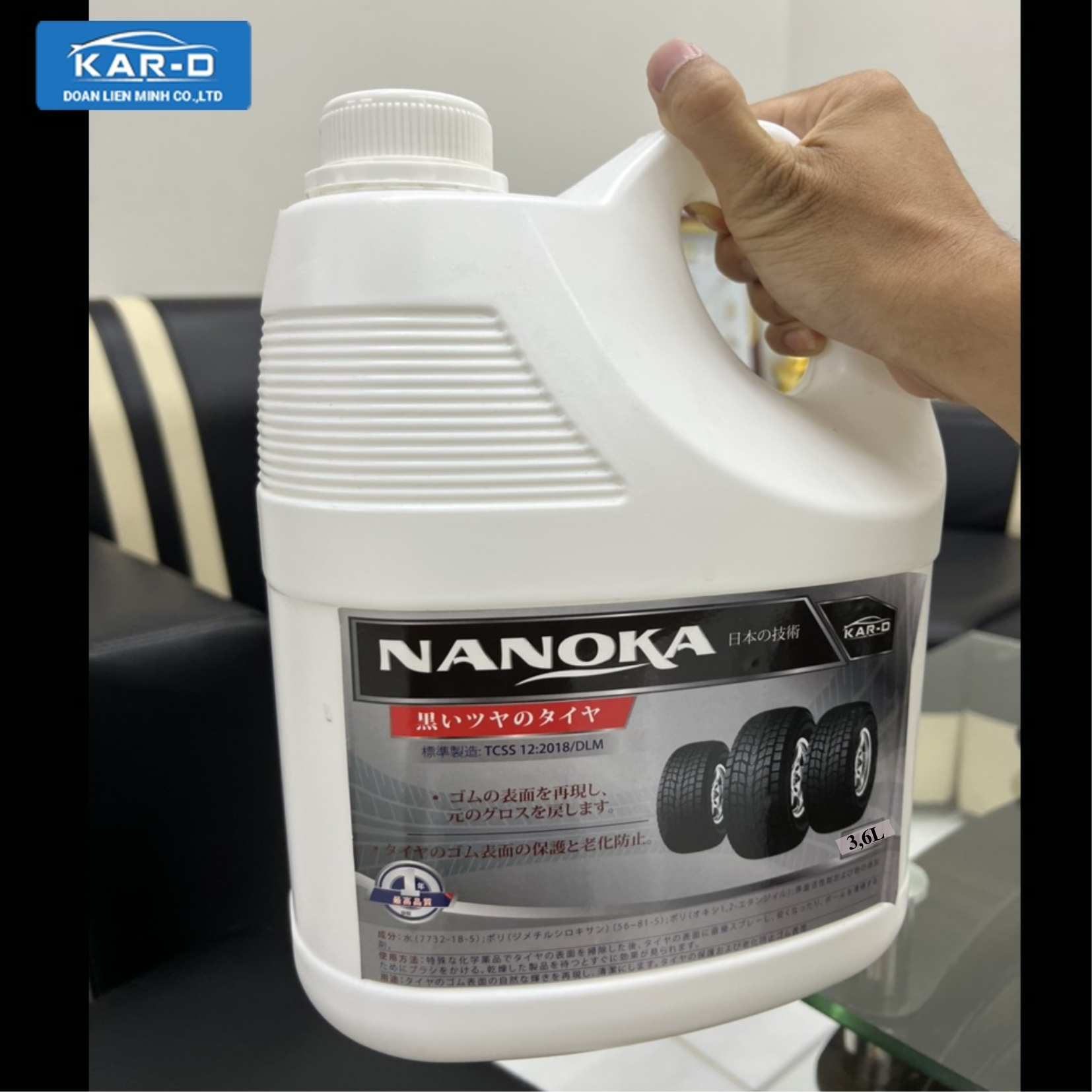 [Bóng lốp] Dung dịch phục hồi làm bóng lốp, chăm sóc lốp, phục hồi nhựa nhám lốp ô tô, xe máy Nanoka 3,6L