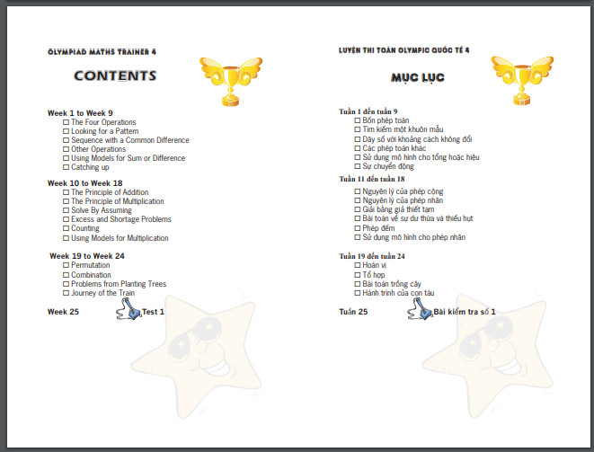 Toán Singapore: Đánh Thức Tài Năng Toán Học 4 và Luyện thi Olympic Toán quốc tế 4 - Toán Lớp 4, lớp 5 &amp; lớp 6 (Song ngữ Anh - Việt )