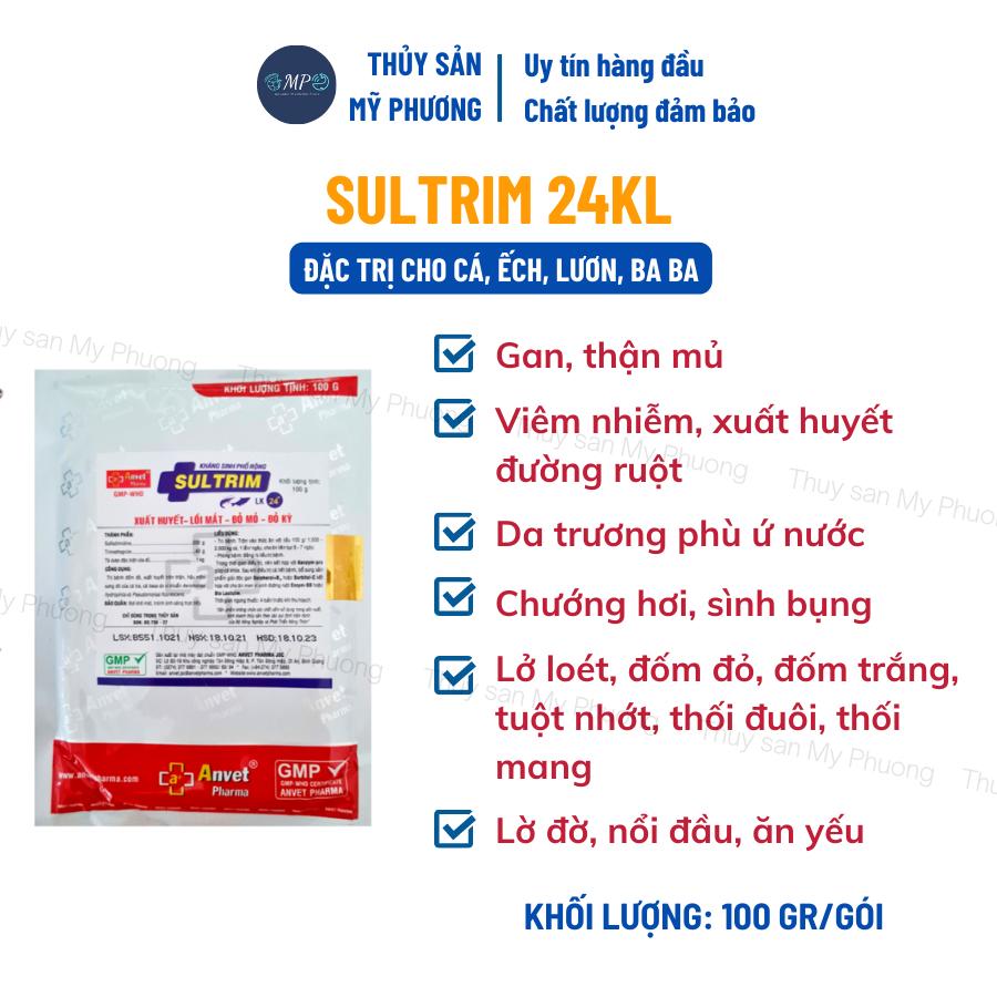 Ks mù lồi mắt vẹo đầu cổ gan thận mủ đốm đỏ Sultrim 24kl phù đầu sưng vòi xuất huyết sình bụng cho cá lươn ếch ốc baba