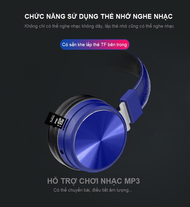 Tai Nghe Headphone Bluetooth Không Dây FM Cao Cấp (Màu Đỏ)