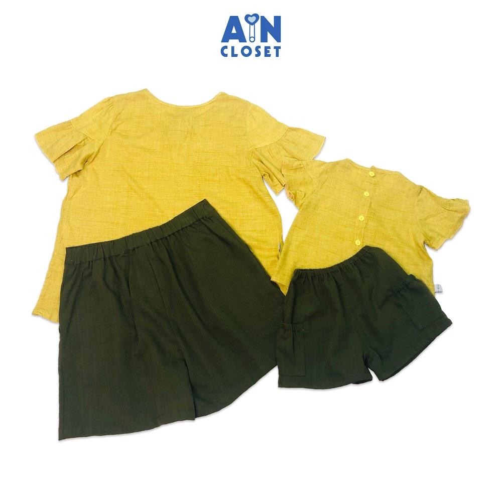 Bộ quần áo ngắn cho mẹ Xanh mạ linen - AICDMEMIBLBV - AIN Closet