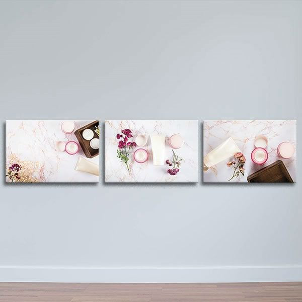 Bộ 3 Tranh Canvas Không Viền Trang Trí Spa Về Mỹ Phẩm W496