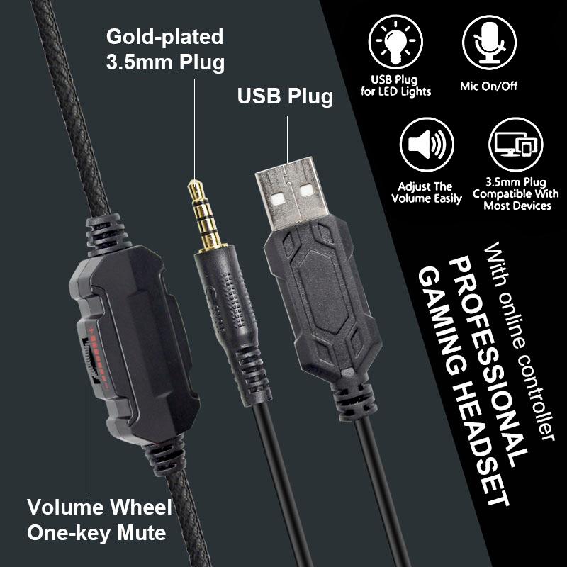 7.1 Stereo Chơi Game RGB Tai Nghe Game Thủ Tai Nghe Có Mic Cho PC PS4 PS5, trên Tai Chống Ồn Máy Tính Điện Thoại Tai Nghe Nhét Tai