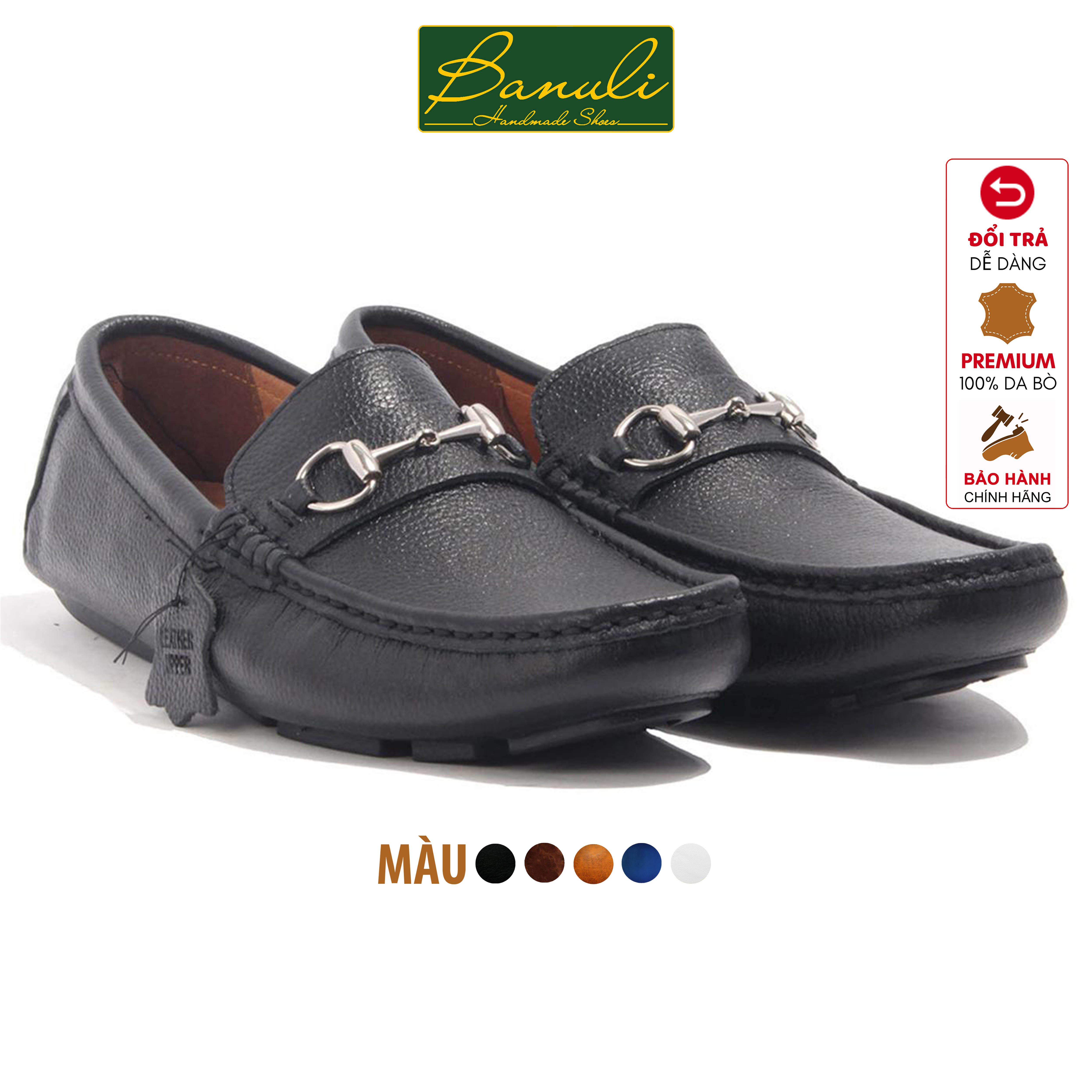Giày Lười Nam Banuli Nappa Cow Leather Shoes - Moccasin Loafers C8ML2 (Da Bò Nappa Mềm Dẻo, Đế Siêu Nhẹ, Chống Trượt, Bảo Hành Trọn Đời)
