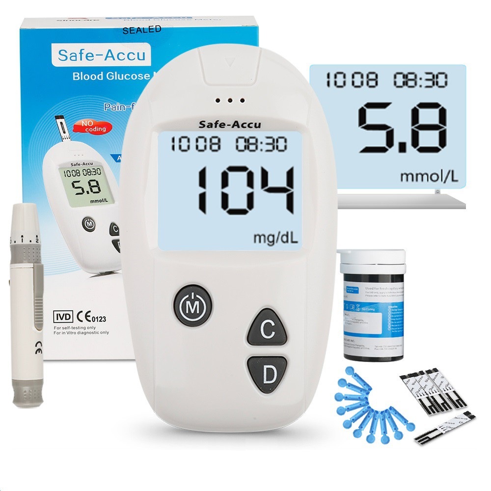 Bộ máy đo đường huyết Safe Accu tại nhà tặng kèm que đo và kim lấy máu