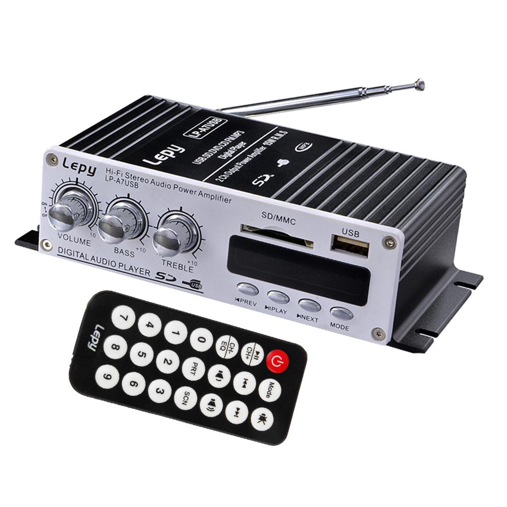 12V Car Wireless Bluetooth Stereo Audio Amplifier FM USB Port with Remote