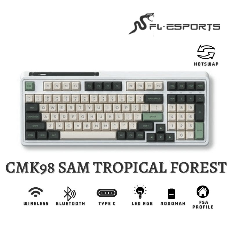 Bàn phím máy tính FL-Esports CMK87SAM Tropical Forest  3 Mode (Type-C, Bluetooth, 2.4G)_Mới, hàng chính hãng