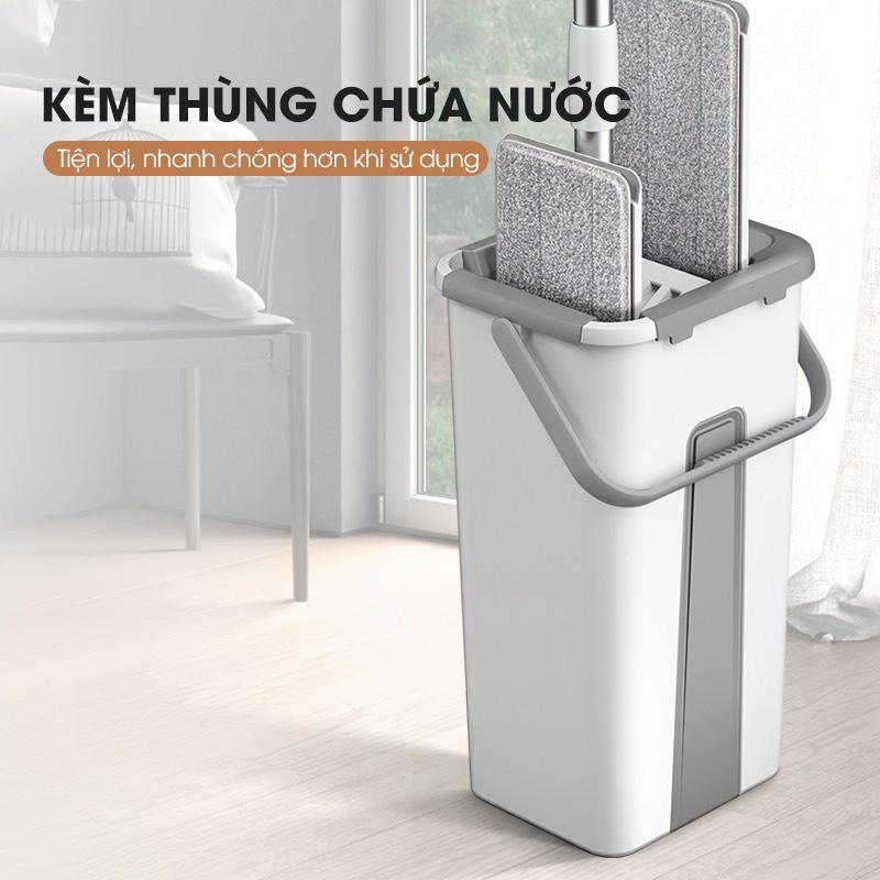 Cây lau nhà tự vắt thông minh BONBOX BCT702 xoay 360 độ kèm thùng tự vắt 2 ngăn - Hàng chính hãng