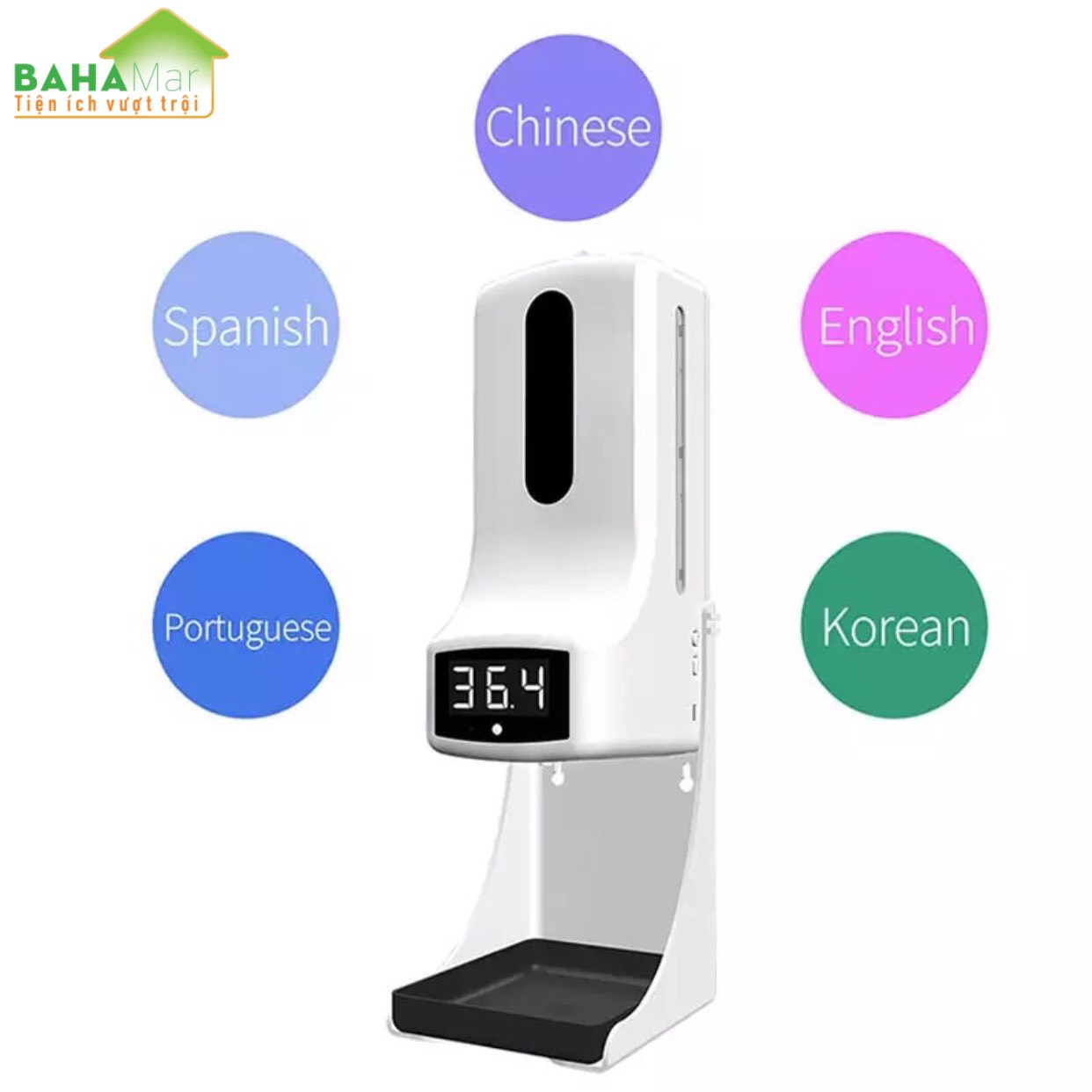 MÁY TÍCH HỢP 2 TRONG 1 ĐO NHIỆT ĐỘ VÀ PHUN CẢM ỨNG RỬA TAY KHỬ TRÙNG TỰ ĐỘNG K9Pro BAHAMAR
