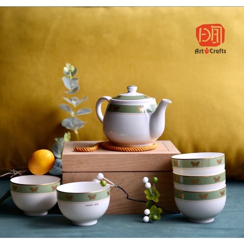 Bộ ấm 5 tách trà sơn mài Tsugaru, sơn mài gỗ tự nhiên 99%
