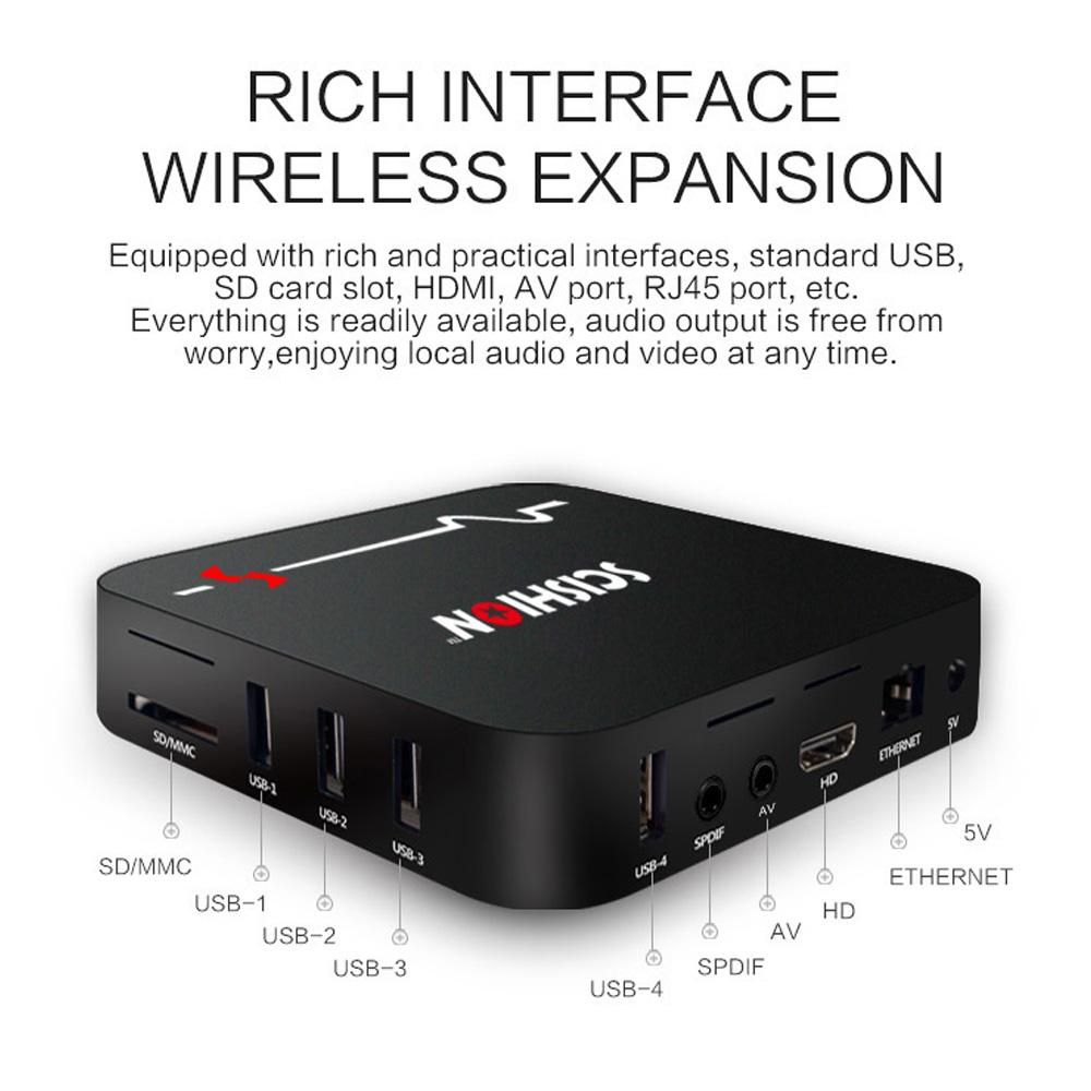 TV Box thông minh SCISHION S Smart Android 8.1, RK3229 Quad-core hỗ trợ Tìm kiếm bằng giọng nói 4K UHD H.265 VP9