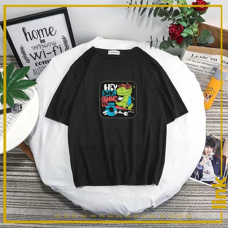 Áo thun tay lỡ KHỦNG LONG TRƯỢT VÁN siêu ngộ nghĩnh dáng rộng unisex