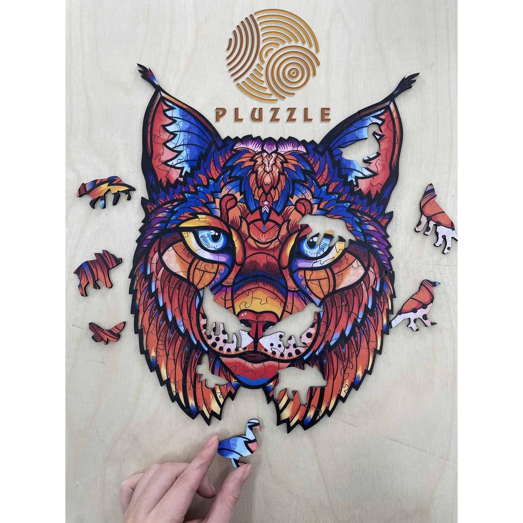 PLUZZLE Bộ xếp hình gỗ đồ chơi puzzle ghép hình con vật độc đáo - Con Linh Miêu đỏ – PZ029