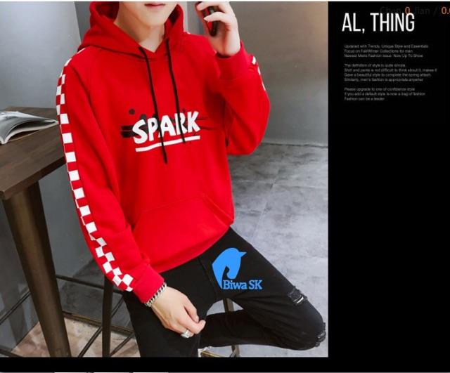 Áo hoodie nam nữ phối sọc chấm