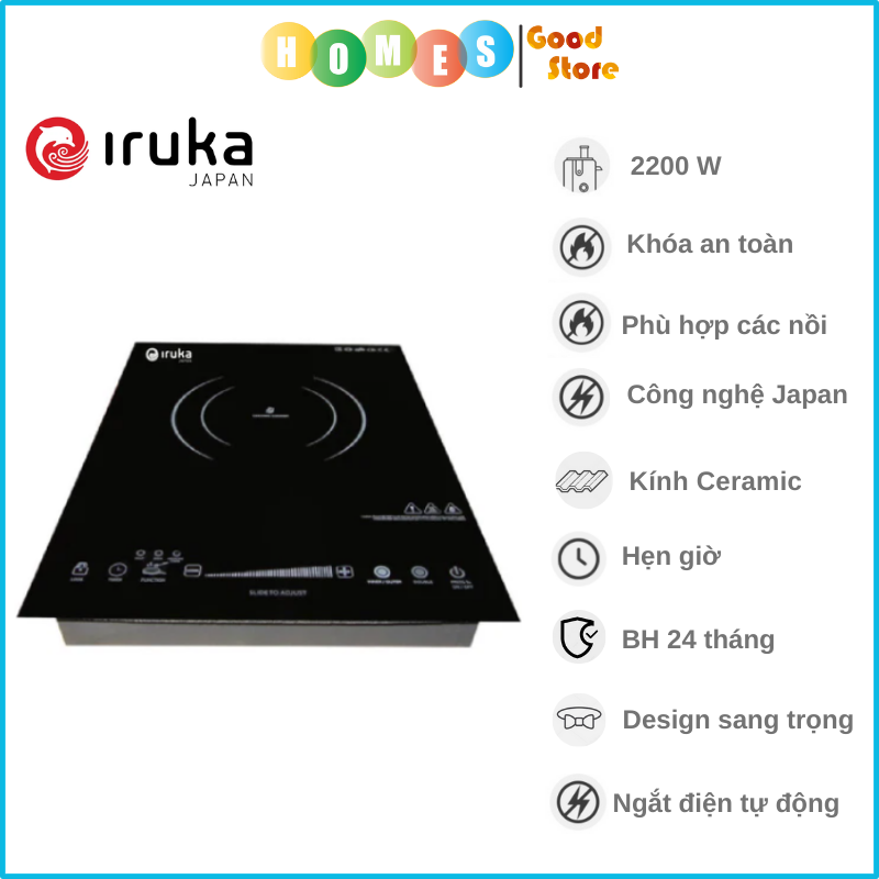 Bếp Điện Hồng Ngoại Đơn IRUKA I-110 Không Kén Nồi Công Suất 2000W - Hàng Chính Hãng