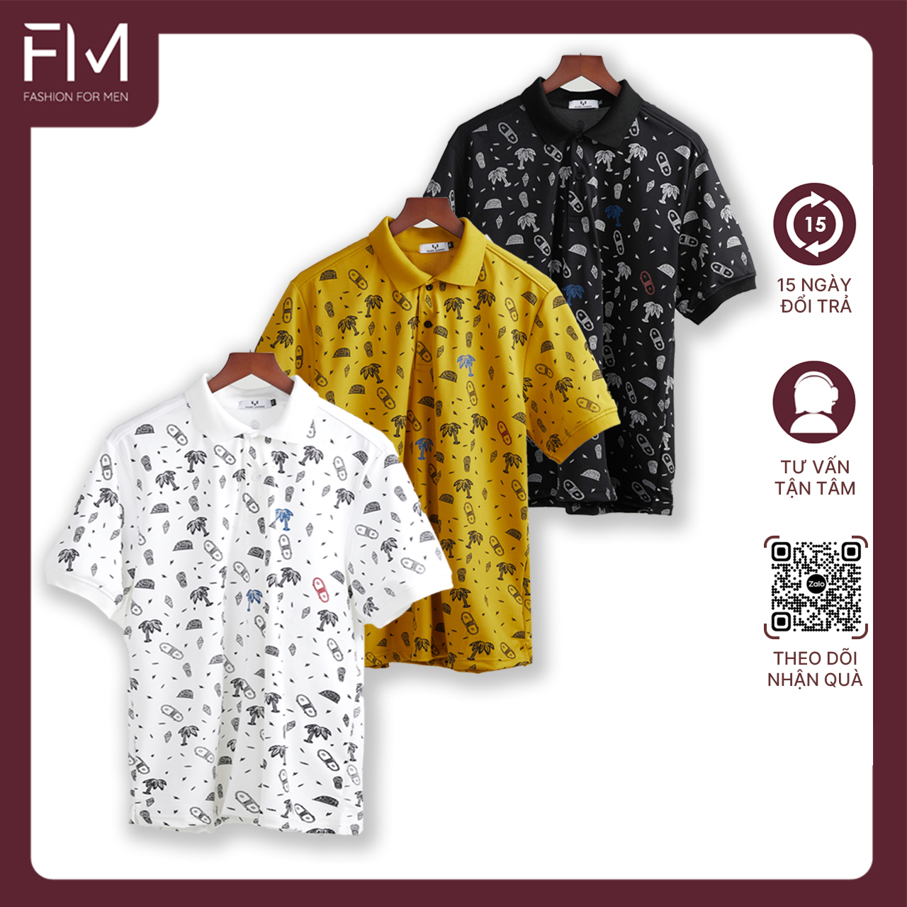 Áo polo nam, áo thun nam cổ bẻ Vacation họa tiết trẻ trung, thời trang, năng động - FORMEN SHOP- FMPS180