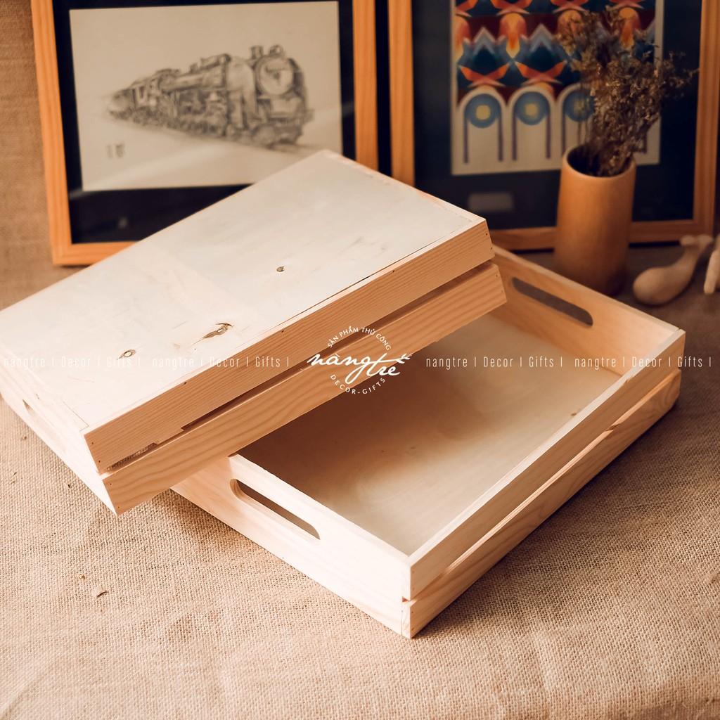 Khay quà bằng gỗ/ Khay gỗ đựng quà (8x28x38cm)