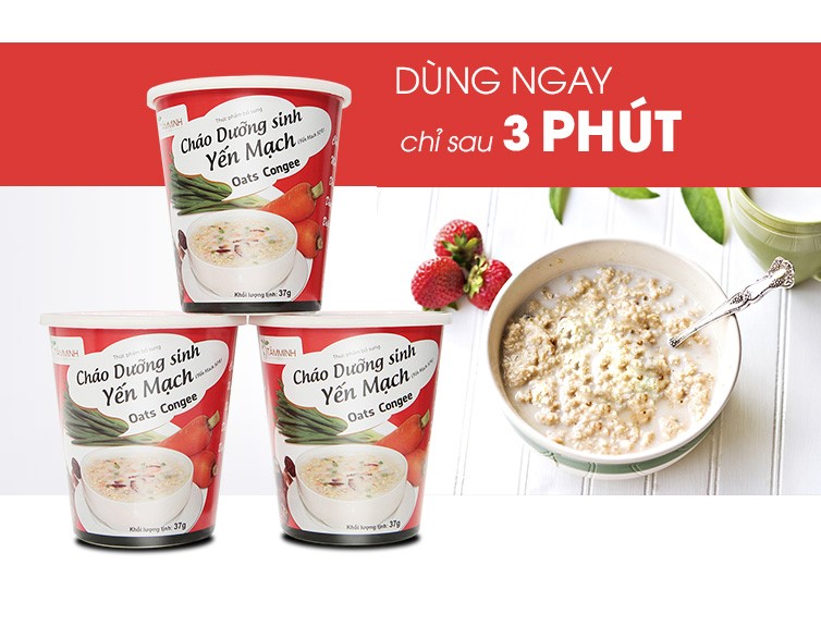 Thùng 24 ly cháo yến mạch dưỡng sinh ăn liền Tâm Minh (24 ly x 43 gam)