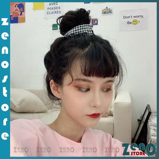 COMBO 5 Dây chun scrunchies buộc tóc kẻ caro nhiều màu PT26