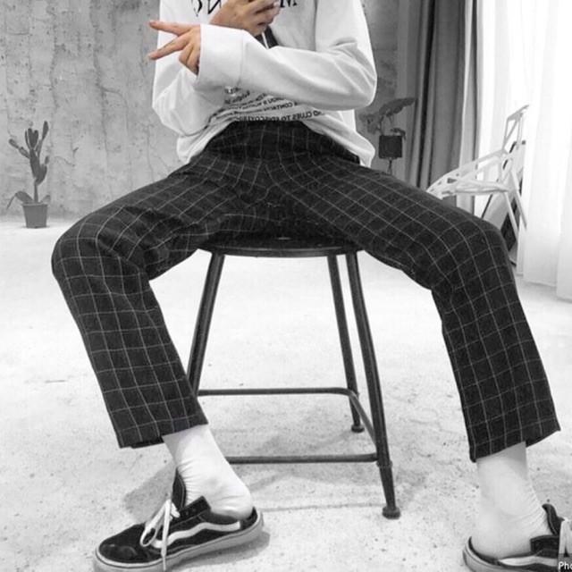 Quần thun Caro Nam Nữ Unisex màu ĐEN ống suông VIỀN TRẮNG