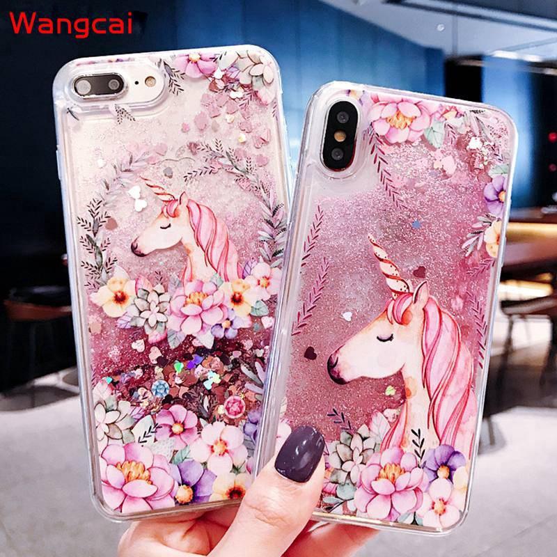 OPPO A94 A74 A55 A54 A35 Phone Case Quicksand Liquid Daisy Unicorn Flamingo Glitter Bling Cartoon Clear Transparent Casing Case Cover