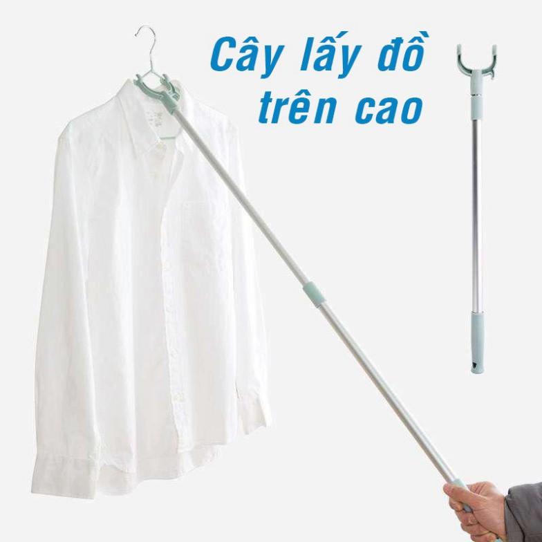 Sào phơi đồ ,Cây phơi quần áo bằng inox kéo dài 1,5M Cây gậy lấy đồ trên cao có thể kéo dài xếp gọn