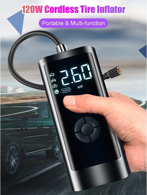 Máy Bơm Lốp Điện Tử Cầm Tay không dây FastROCOSTO Ô Tô, Xe Máy, Xe Đạp