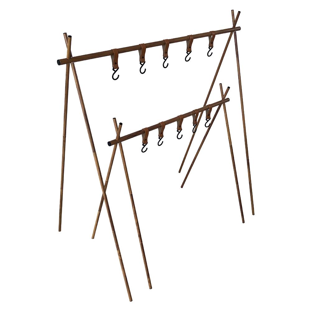 Collapsible Camping Hanging Rack Portable Cookware Hanger Stand Rack Storage Organizer with Hooks for BBQ and Picnics