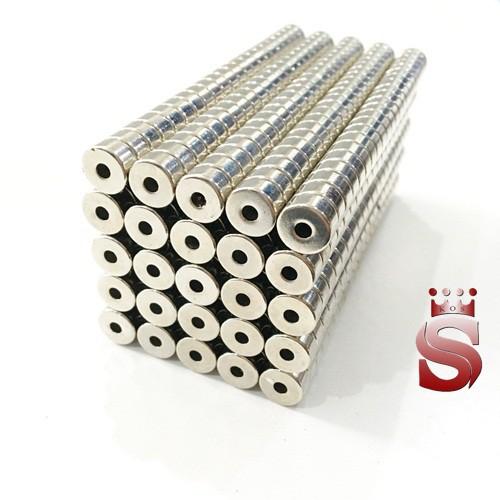 Nam châm viên tròn lỗ thẳng đường kính ngoài 10mm chất lượng tốt