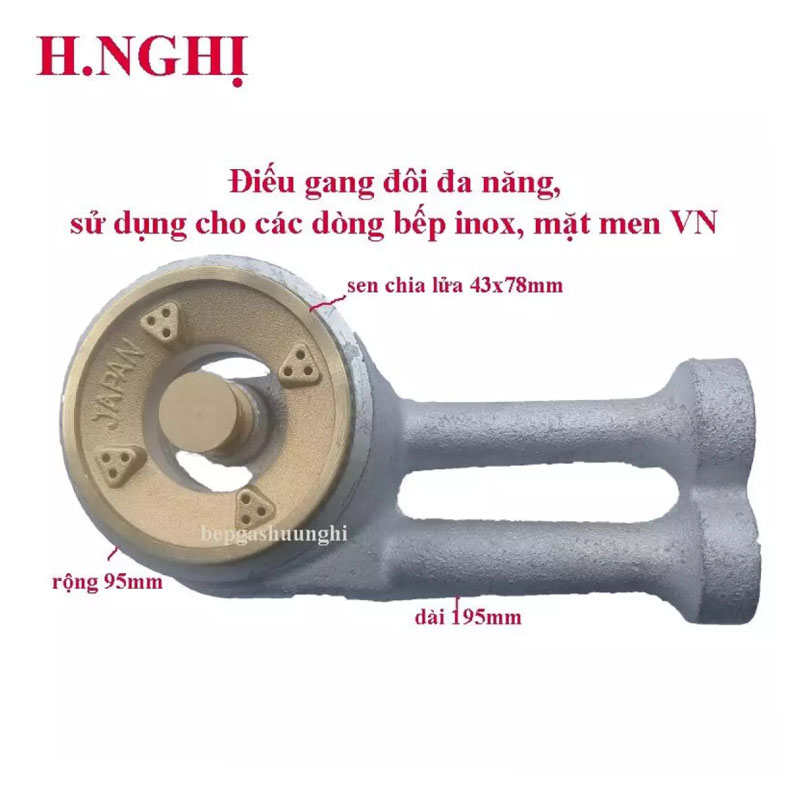 Điếu gang đôi và sen sen chia lửa đa năng, Sử dụng cho các dòng bếp inox phổ thông