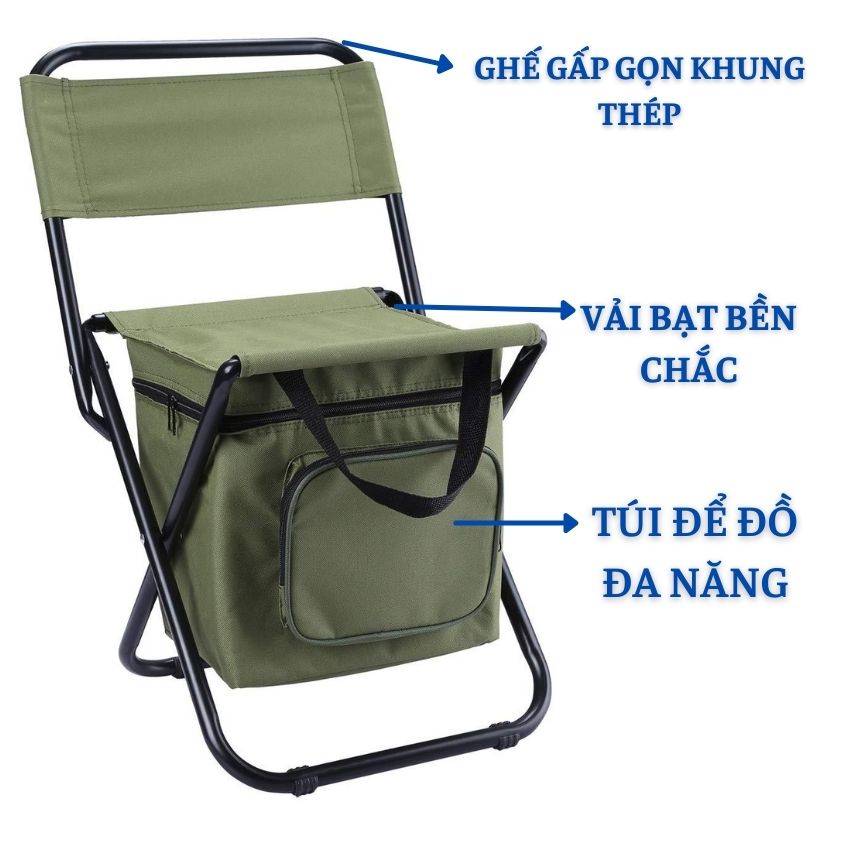 Ghế xếp du lịch gấp gọn đi dã ngoại ngồi câu cá ghế khung hợp chịu lực 260kg