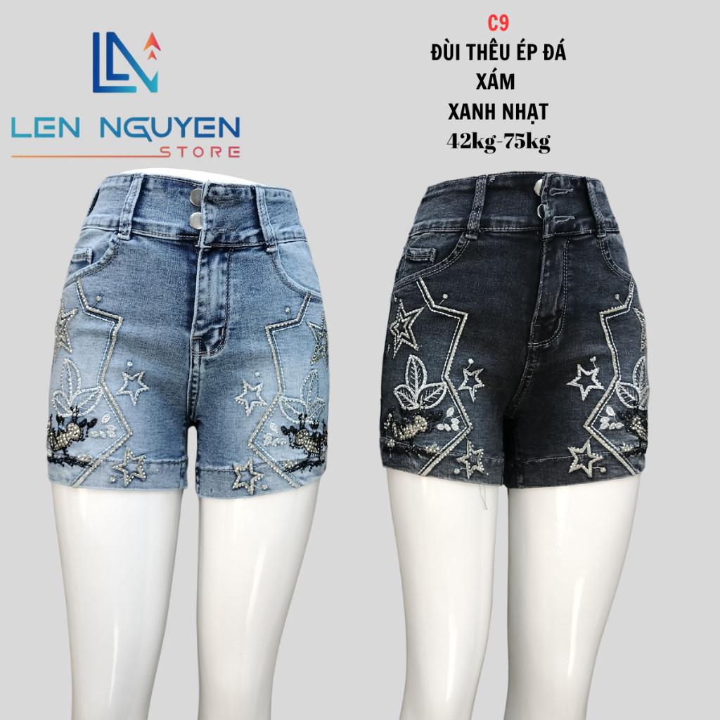 C9_Quần jean nữ, đùi, lưng cao, quần bò nữ dáng ôm, quần rin nữ có big size, cho 42kg đến 75kg,LEN NGUYEN STORE - Xanh Nhạt