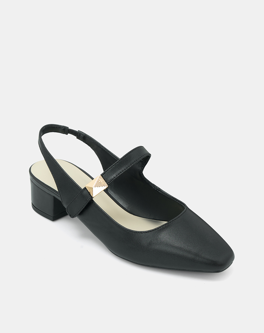 Giày Cao Gót Nữ 5cm Thời Trang JUNO Giày Cao Gót Slingback Gót Vuông Phối Khóa Trang Trí CG05140