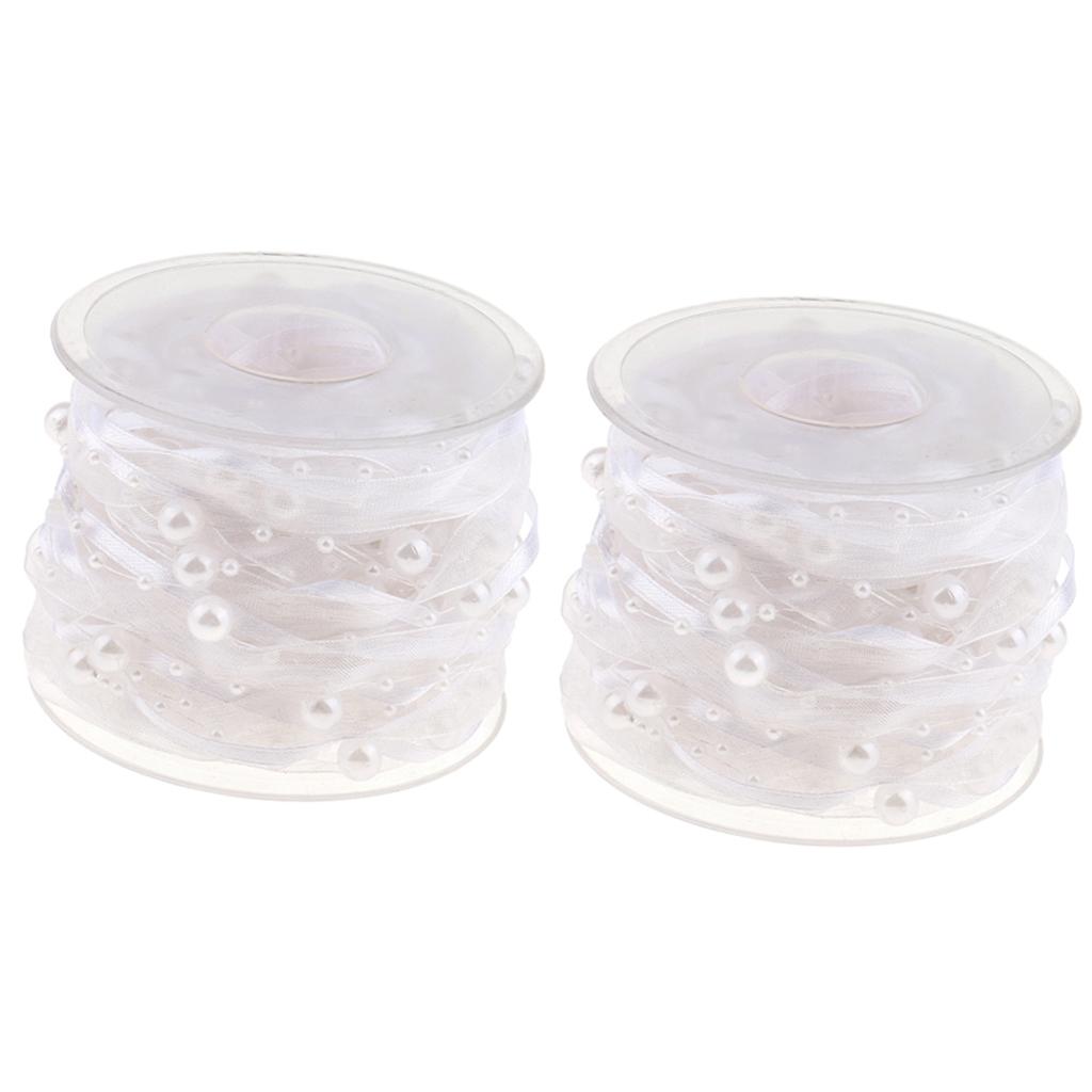 2X10 M Dây Đính Hạt Ruy Băng, Ngọc Trai, Dây Nơ Và Ruy Băng