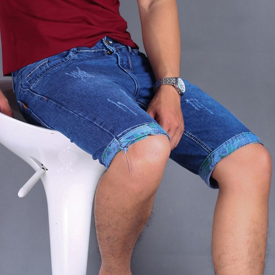 Quần short jean nam xanh xước GN37 Gấu nâu | quần nam | quần short nam