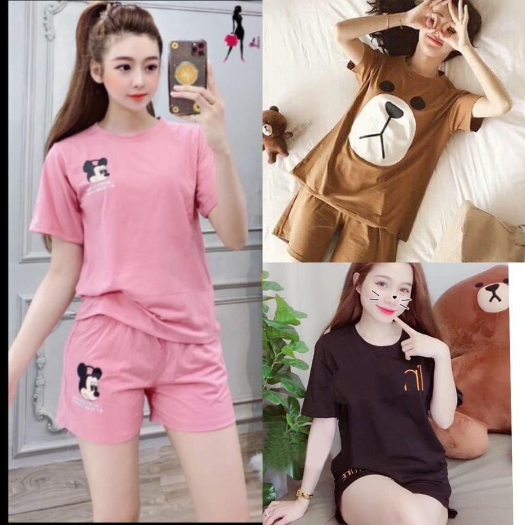 Xả rẻ bộ cotton nữ quần đùi - 40 đến 65kg - ẢNH THẬT
