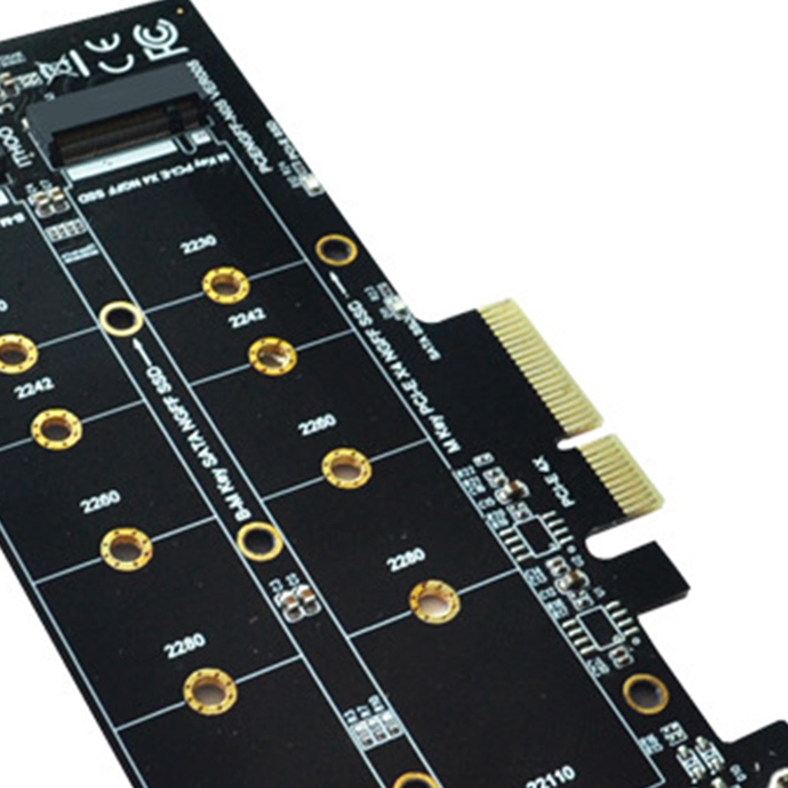 PCI E 4x to M.2 Key Dual Interface Card, PCI E 4x to M.2 Adapter Card, Durable PCI E 1x PCI E 4x B Key M Key M.2 to PCIe Adapter Card