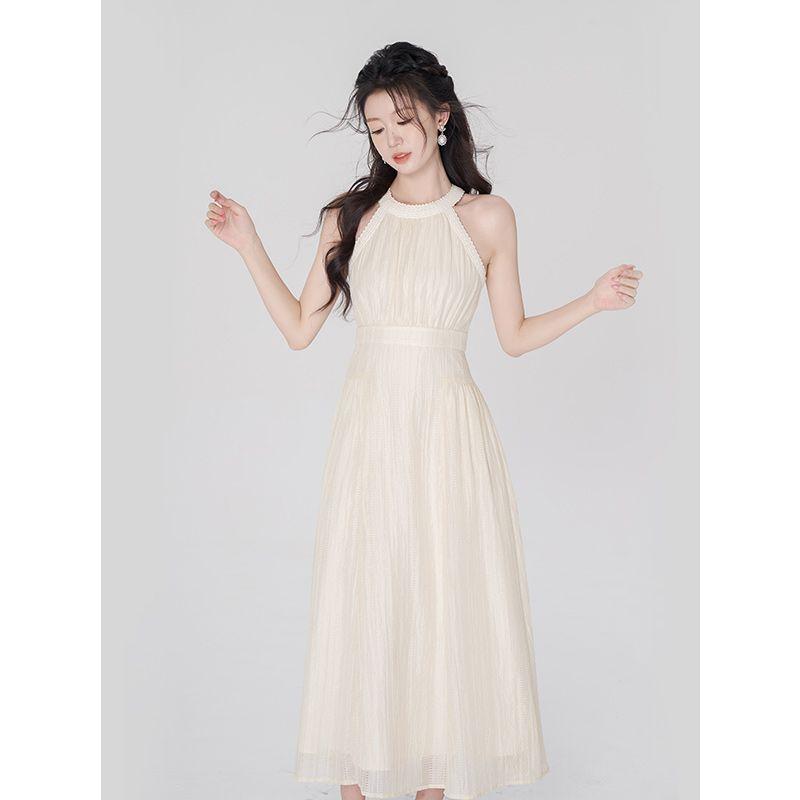 TOBE1SHOP Váy cổ nữ thiết kế mùa hè, eo cao, váy cổ dài.