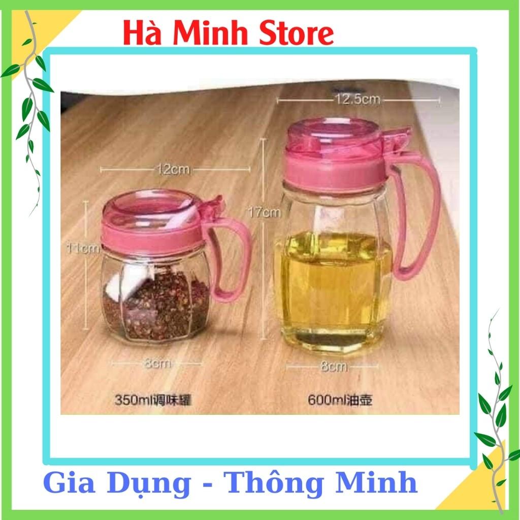 COMBO SET 5 Hũ Gia Vị Thuỷ Tinh Màu Hồng
