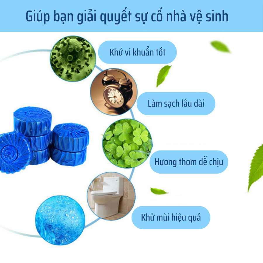 Viên Thả Bồn Cầu Tẩy Sạch Mảng Bám Khử Mùi Hiệu Quả Diệt Vi Khuẩn An Toàn Tiện Lợi