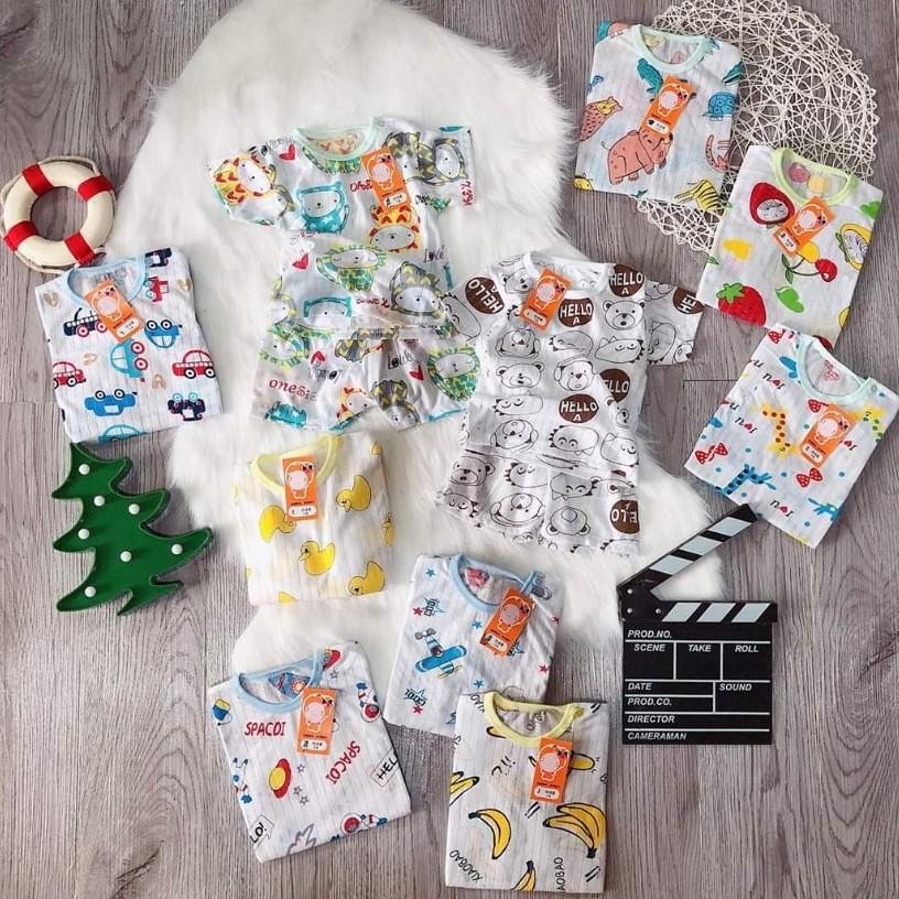 Set 5 bộ cotton giấy thông hơi siêu mỏng cho bé trai bé gái đến 15 tháng