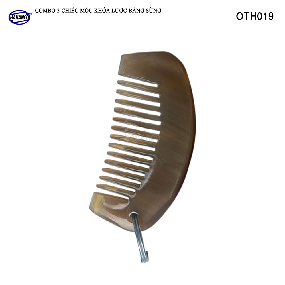 Combo 3 Móc treo chìa khóa / Chiếc lược mini bằng sừng trâu (OTH019) Nhỏ gọn - Tiện lợi