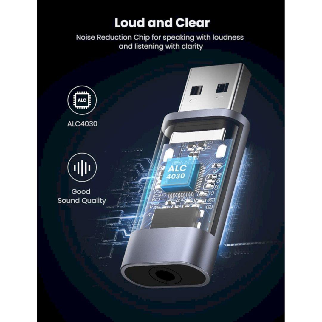 Ugreen UG80864CM383TK Chipset ALC4030 TRRS Màu Xám Cáp chuyển đổi USB 2.0 sang 3.5mm hổ trợ Mic - HÀNG CHÍNH HÃNG