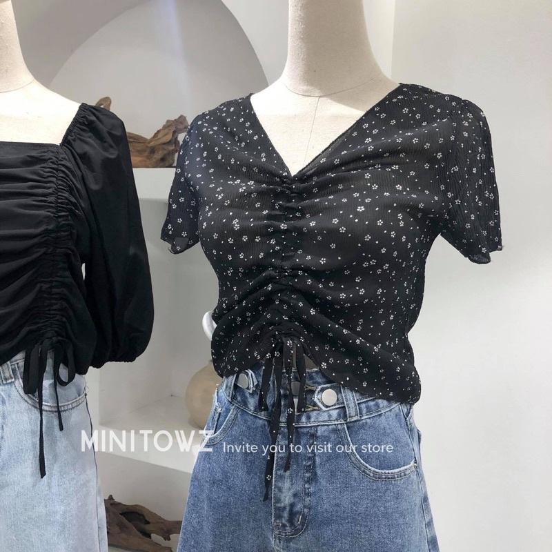 Sơ mi hoa rút dây